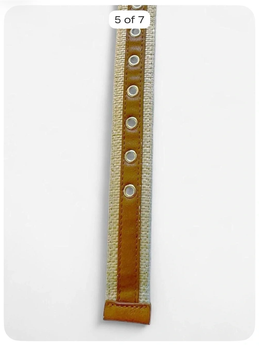 Anne Klein Woven Straw Belt Tan Brown Gold Twisted Buckle Women’s Size M/L